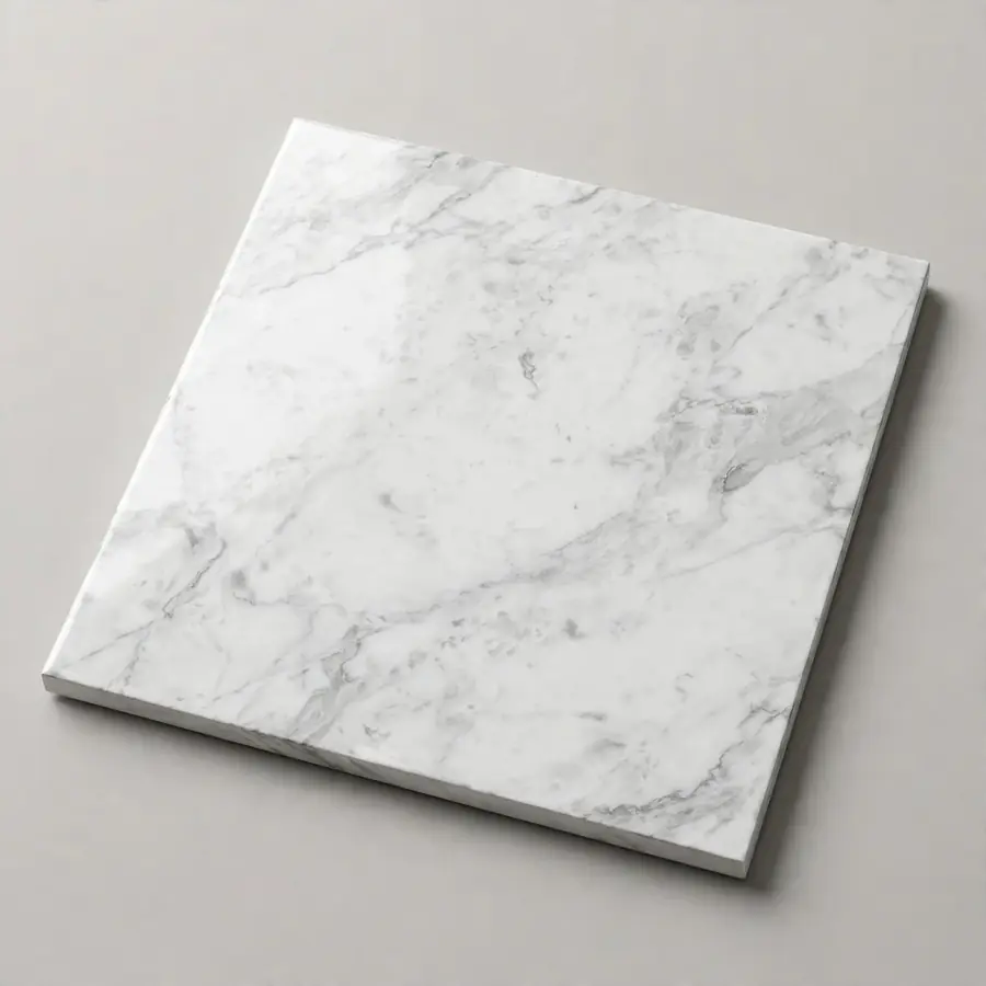 White marble-look porcelain floor tile with soft grey veining for living rooms in Pakistan